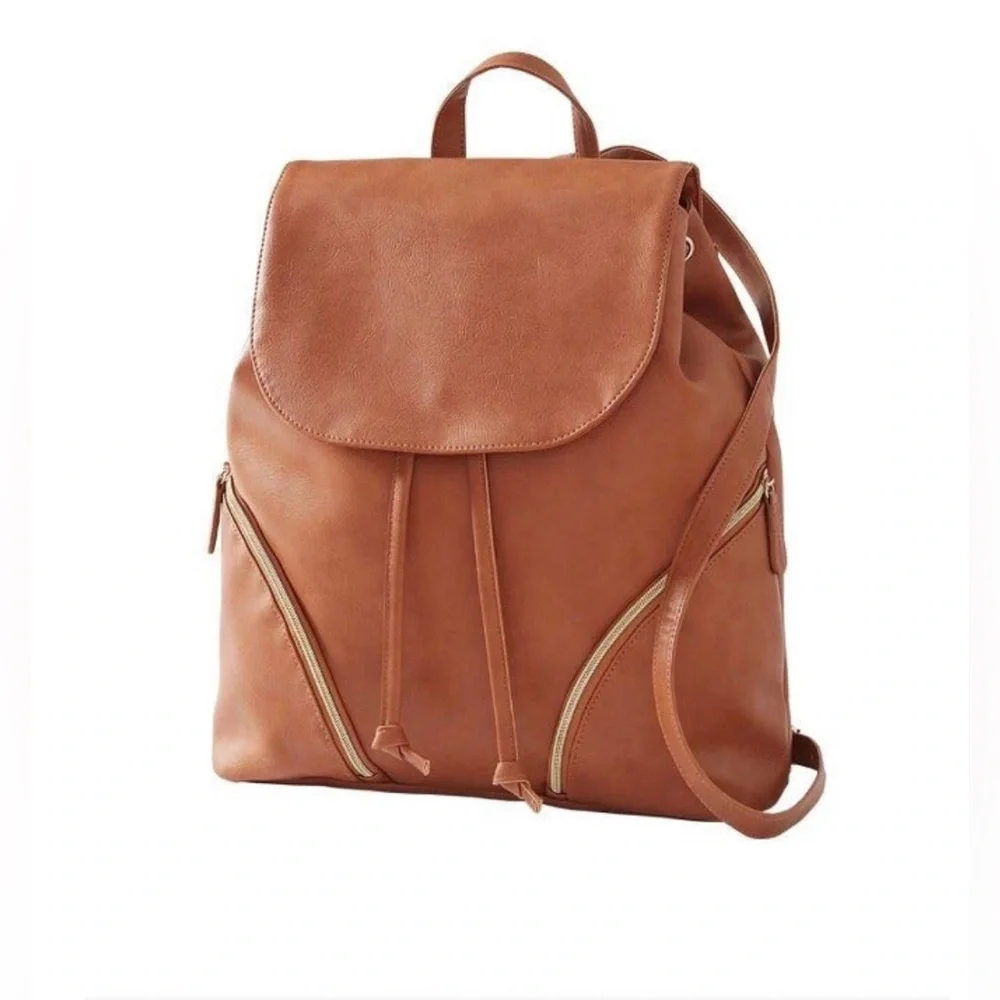 NWOT Brown Faux Leather Backpack OS
